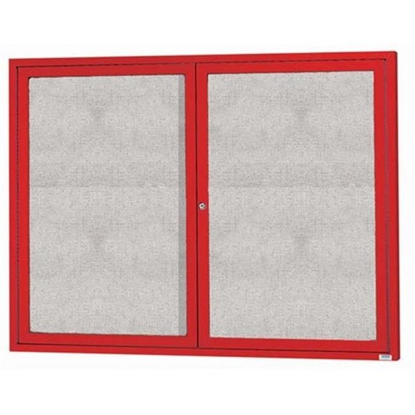 Aarco Aarco Products ODCC4860RIR 2-Door Illuminated Outdoor Enclosed Bulletin Board - Red ODCC4860RIR